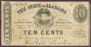 1863 Bundesstaat Alabama AL 10c CR-9 Nr. 43299 (L0596) - Bild 1 von 2