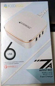 IcedEgg 6-Port USB Desktop Charger with Qualcomm Quick Charge 2.0 Open Box - Picture 1 of 3