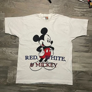 Vintage Mickey Unlimited Jerry Leigh Single Stitch T-Shirt XL Red White - Picture 1 of 6