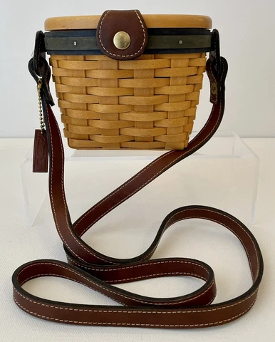 VTG Small Longaberger Saddlebrook Basket Purse w/Liner & Tag - Collectors Club Cover