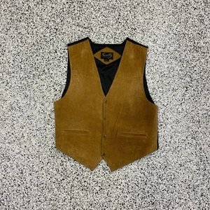 Scully Vest Mens Large Light Brown Western Snap Front Suede Leather Satin Cowboy - Picture 1 of 5