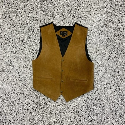 Scully Vest Mens Large Light Brown Western Snap Front Suede Leather Satin Cowboy - Image 1 of 4