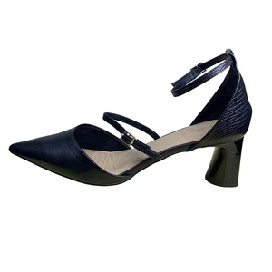 Aldo Damen Collette schwarz Kunstleder spitz zulaufend Knöchelriemen Absatz Größe 11 - Bild 1 von 9