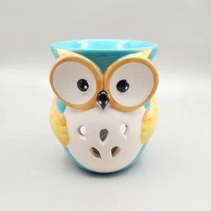Türkis & Gelb Skurril Keramik Eule Teelicht Kerze Wachswärmer - Bild 1 von 7