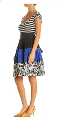 Vestido retrô Kimchi azul urbano pré-propriedade Outfitters bloco multicolorido M - Imagem 1 de 4