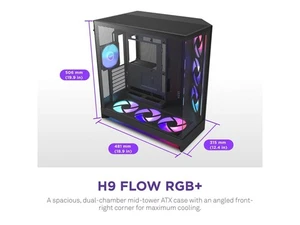 NZXT H9 Flow RGB+ (2025)  Large Dual-Chamber ATX Mid-Tower Airflow PC Case  Incl - Picture 1 of 7