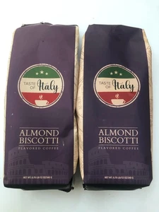 2 bags Taste Of Italy Almond Biscotti Ground Flavored Coffee Med Roast 12oz each - Picture 1 of 4