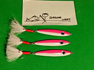 Señuelo de pesca de plomo Minnow de 3-1 oz blanco y rosa - Imagen 1 de 6