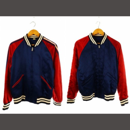 Gucci giacca bomber raso reversibile blouson 50 rosso navy 501100 DF usato044