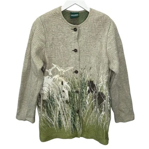 Blazer donna Geiger maglia cardigan lana cavalli design taglia US L EU 42 $430 - Foto 1 di 11