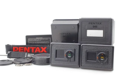 Pentax 645 Accessories Lot 120 & 220 Film Backs Strap Caps Cable Release Japan - Image 1 of 4