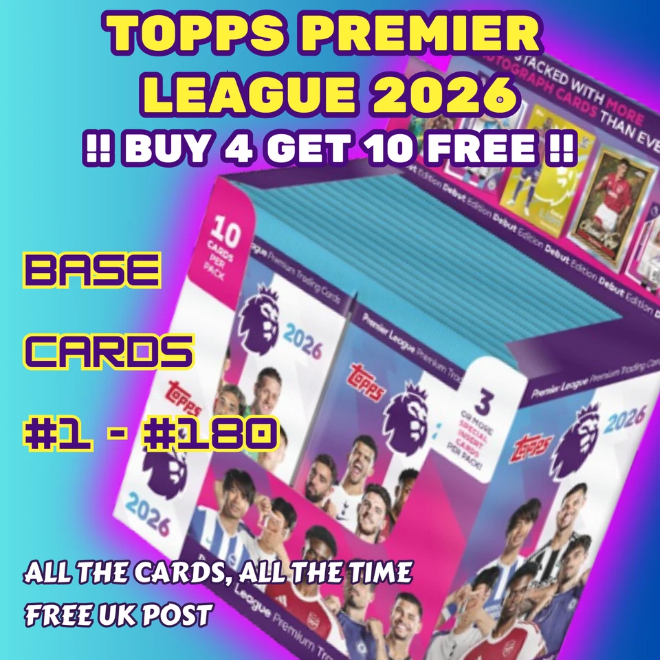 TOPPS PREMIER LEAGUE 2026 - BASE CARDS - No. 1 to No. 180 - FREE POST - Image 1 of 1