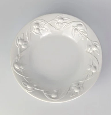 WILLIAMS SONOMA ITÁLIA "I PATRIZI" 10" TIGELA DE MACARRÃO BRANCA COM AZEITONA E FOLHAS - Imagem 1 de 3