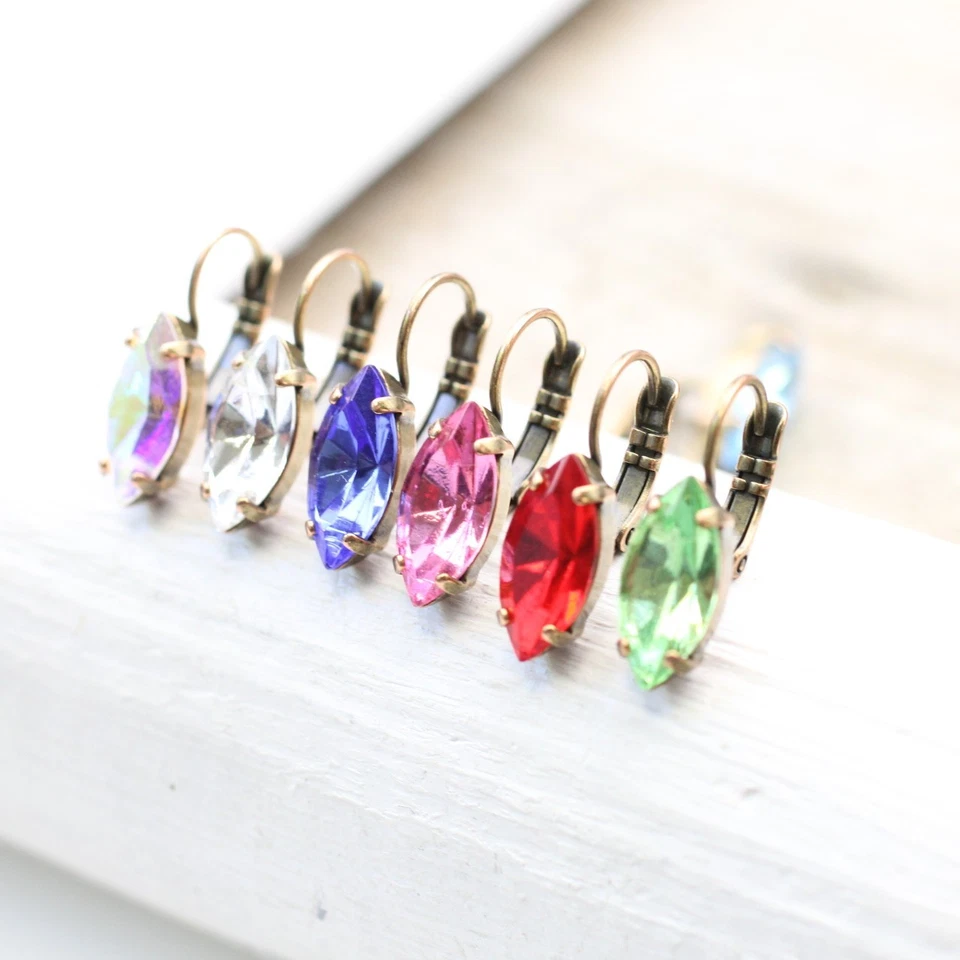 Ohrringe mit Swarovski Kristall Stein in Navette Swarovski Ohrhänger - Bild 1 von 4