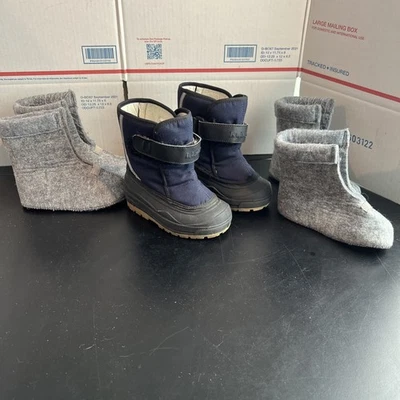 LL Bean Northwoods Botas Niño Pequeño 8 Azul 2 Juegos de Forros Invierno Nieve Foto 1 de 4