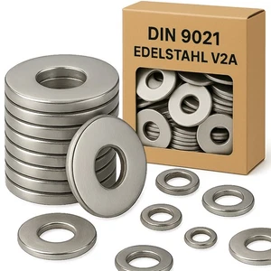 Arandelas DIN 9021 acero inoxidable V2A AISI 304 (inoxidables) arandelas - Imagen 1 de 6