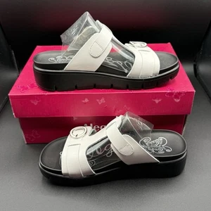 ALEGRIA VIT-109 36/US 6M Heritage Sport White Patent Leather Slide Sandals Shoes - Picture 1 of 6