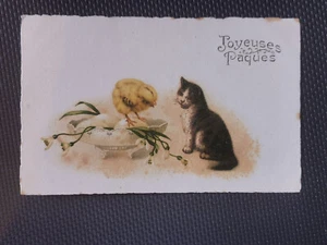 CPA Joyeuses Pâques - Chat - Poussin - Imagen 1 de 2