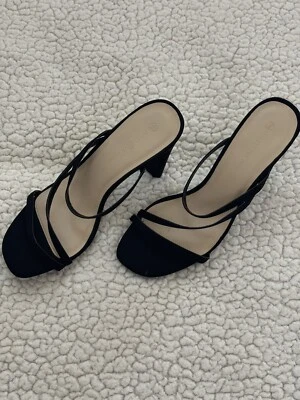 Wild Divas Strap Dress Sandals Women Sz 9 Black 5 Inch Heels, Slip On Never Worn - Image 1 of 4