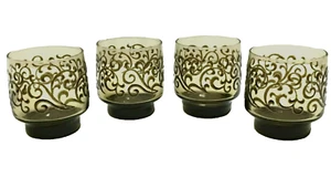 Juego De 4 Vasos De Colección Libbey Prado Tawny Antiguo Moda Rocas Bola Baja Desplazamiento - Imagen 1 de 3