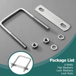 M6 M8 M10 Square U Bolts With Back Plates U-Bolt For Boat And Live Stock Trailer - Picture 1 of 13