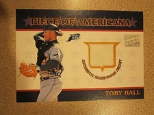 2003 TOPPS BAZOOKA PIECE OF AMERICANA #PA-THA TOBY HALL GAME WORN JERSEY CARD 