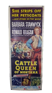 VTG Cattle Queen of MONTANA Western Movie Poster STANWYCK REAGAN 1981 Reprint - Picture 1 of 14