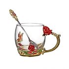 Tea cup butterfly flower cup coffee cup 330 ml heat-resistant set with spoon