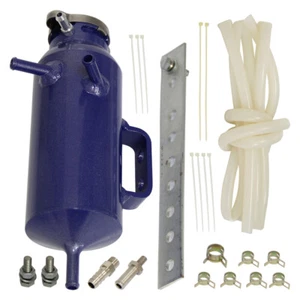 Aluminum Oil Catch Can Reservoir Tank with Breather Filter baffled+Bracket Blue - Picture 1 of 10