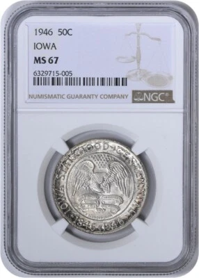 Iowa Commemorative Silver Half Dollar 1946 MS67 NGC - Image 1 of 2