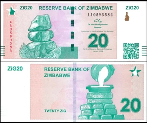 Authentic Zimbabwe Currency / 10 x ZiG20 Banknotes, UNC - 2024 Issue / AUTHENTIC - Picture 1 of 6