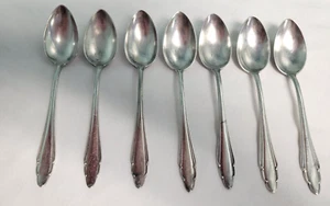 Gowe Silber 90 Germany Lot 7 Teaspoons Vtg Silverplate Flatware - Picture 1 of 7