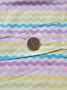 3/4 Yd Easter Turquoise Purple Pink Yellow Green Wavy Lines Sewing Fabric Jo-Ann - Picture 1 of 2