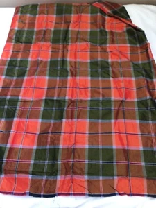 Vintage Thai Silk Plaid Fabric Orange, Green, Navy Lrg Scale 1.9 yrd x 43" wide - Picture 1 of 6