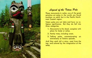 Legend Of The Totem Pole Vintage Curt Teich Color Chrome Postcard 1965 - Picture 1 of 2