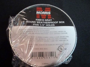 Morris 4" runde wetterfeste Box fünf 1/2" Löcher #36610 grau - Bild 1 von 6