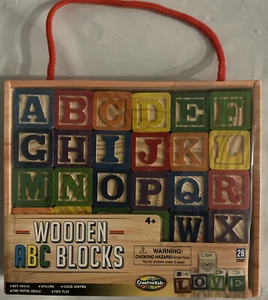 Kreative Kinder stapelbare Holz ABC Blöcke 26 Stück klein 1-1/2" Quadrat Alter 4+ - Bild 1 von 5