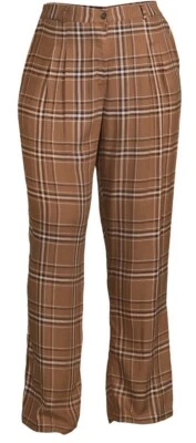 NWT Pants Trouser M Brown Plaid High Rise 28"W Rayon Comfort Grunge Academia - Image 1 of 4