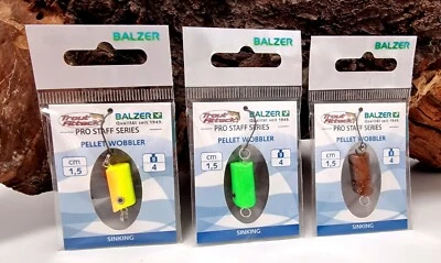 Balzer Trout Attack Pellet Wobbler 1,5cm 4g Braun Orange Gelb Chartreuse Glitter
