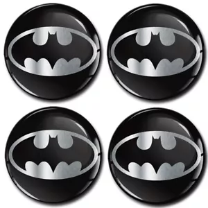 4 x 56 mm tappi mozzo centro ruota 3D adesivi resina a cupola silicone adesivi badge pipistrello argento - Foto 1 di 3