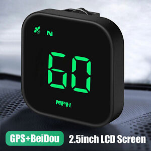 Digital Car HUD GPS Speedometer Head Up Display MPH KMH Compass Overspeed Alarm