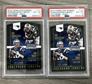 (2) 2015 Contenders Touchdown Tandem Tom Brady & Rob Gronkowski ORO/199 PSA 8 - Foto 1 di 4