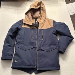 Quicksilver 10K Snowboard Jacket Dryflight Technology Size 14 L Navy/Tan - Picture 1 of 4