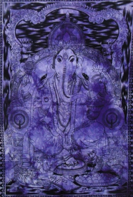 Psicodélicos Algodón Tapiz Púrpura Lord Ganesh Póster Colgante de Pared Decoración del Hogar Foto 1 de 4