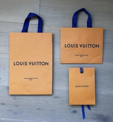 Lot of 3 Authentic Louis Vuitton Gift Bags Different Sizes Measurements In Desc. - Image 1 of 4