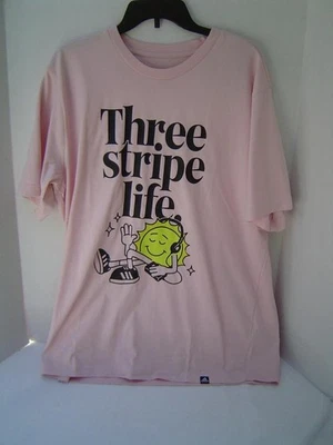 NOVA CAMISA MASCULINA ADIDAS ROSA "THREE STRIPE LIFE" TAMANHO G NOVA COM ETIQUETAS - Imagem 1 de 4