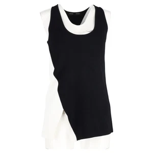 Proenza Schouler Asymmetrical Knit Sleeveless Top Black and White Wool - Picture 1 of 3