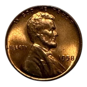 Moneda de un centavo Lincoln Wheat 1958 sin marca de ceca sin clasificar - Imagen 1 de 2