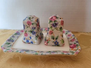 Royal Winton Grimwades OLD COTTAGE CHINTZ - S&P Shaker mit Tablett - Made in England - Bild 1 von 10
