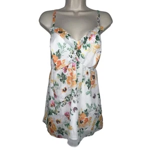 Torrid White Ivory Floral Chiffon Babydoll Cami Tank Womans 2 2X Cottagecore - Picture 1 of 12